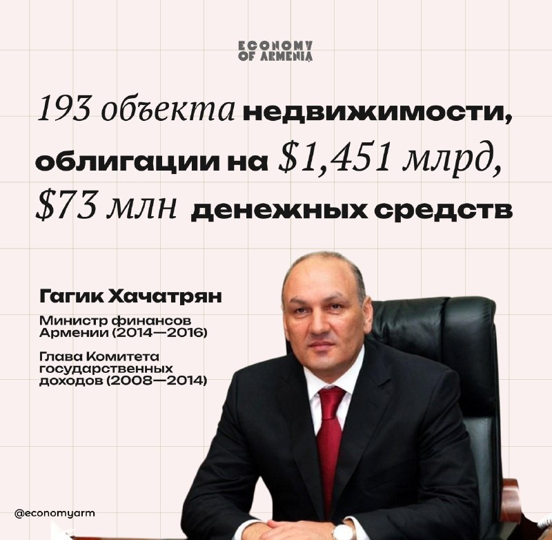 Гагик Хачатрян, бывший министр финансов Армении, задержан в рамках уголовного дела о конфискации активов