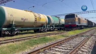 Железнодорожный состав с пшеницей и пропаном на станции Баладжары, Азербайджан
