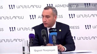 Тигран Петросян, руководитель Инспекционного органа по безопасности пищевых продуктов, на пресс-конференции в Вайке