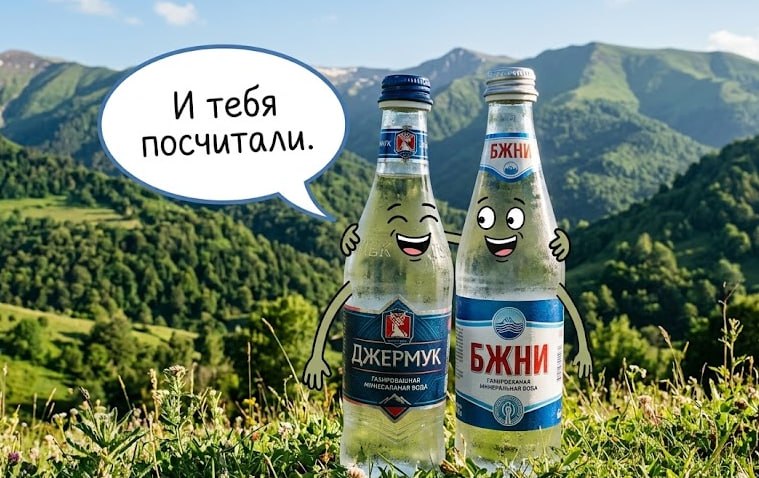 Бутылки армянской минеральной воды «Бжни» на полке магазина в России